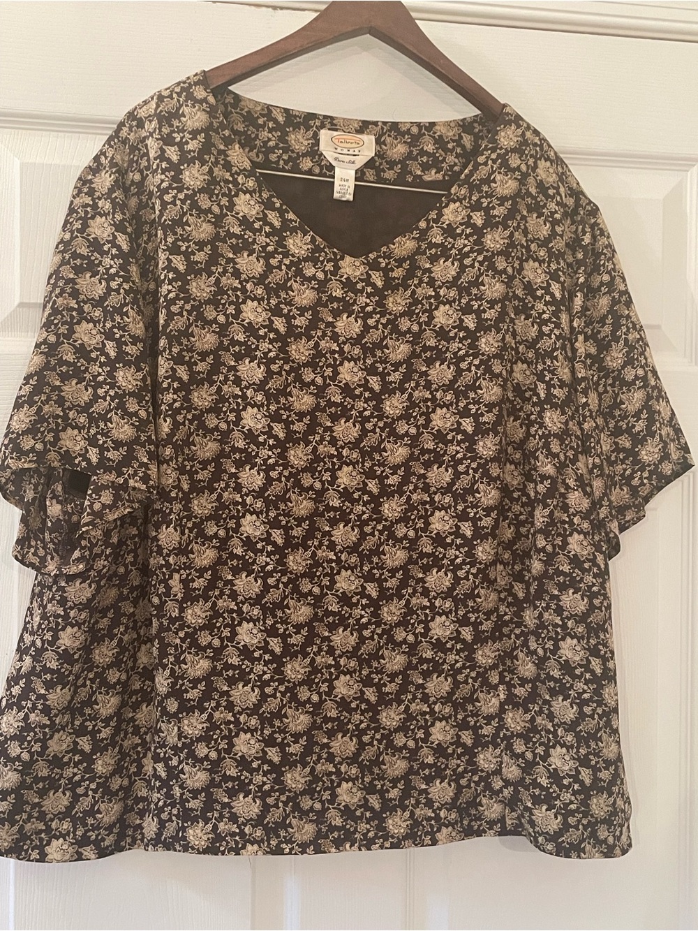 Talbots Woman 100% Silk Floral V-Neck Blouse - 24W